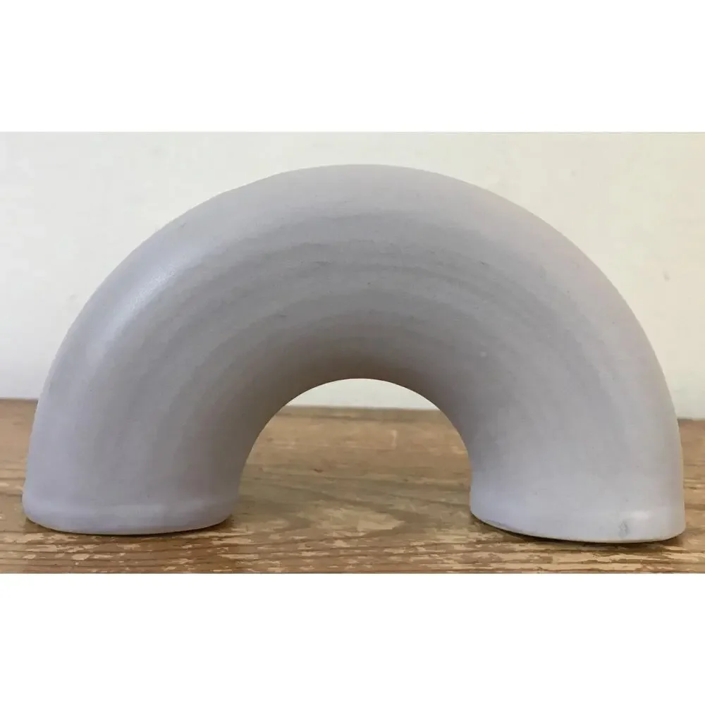 EKUA Gray Ceramic Porcelain Art Pottery Arch Ikebana Japanese Vase 7.5“